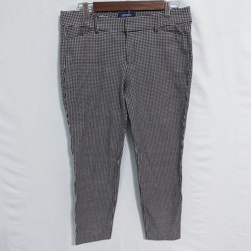 Old Navy Womens Pixie Pant Black White Houndstooth Ankle Pant Stretch 12